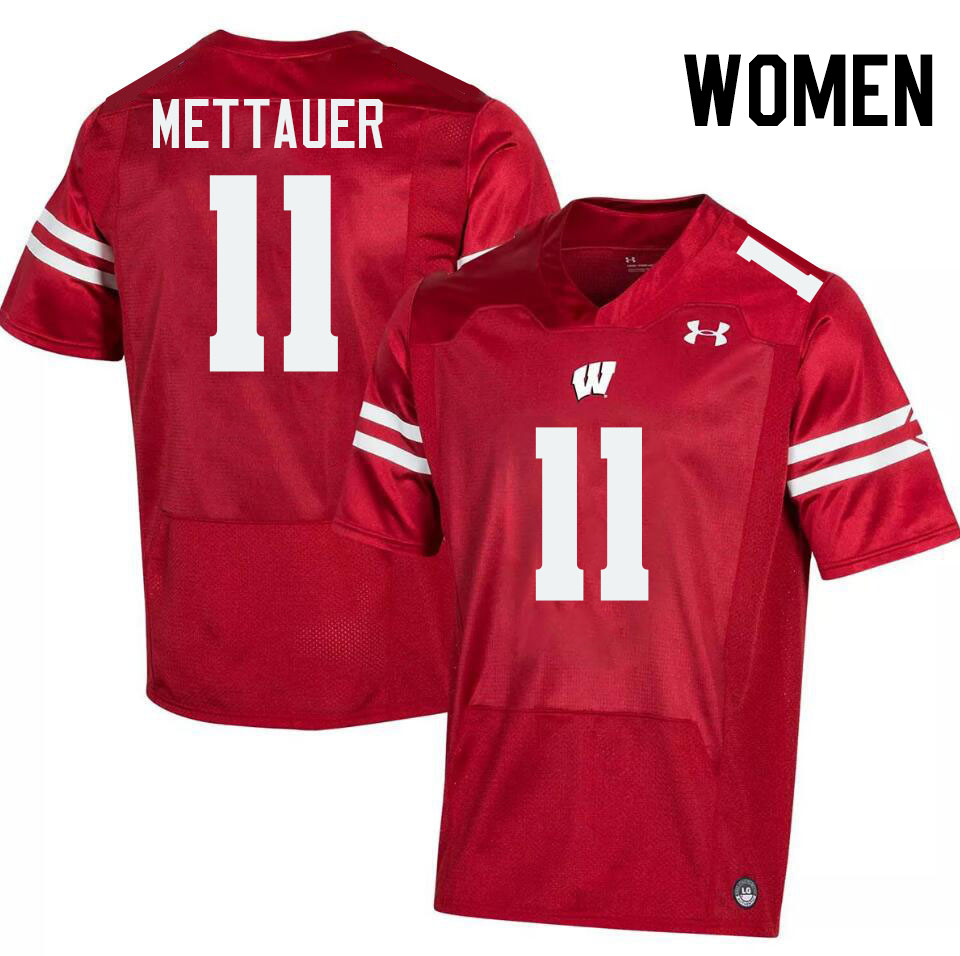 Women #11 Mabrey Mettauer Wisconsin Badgers College Football Jerseys Stitched-Red